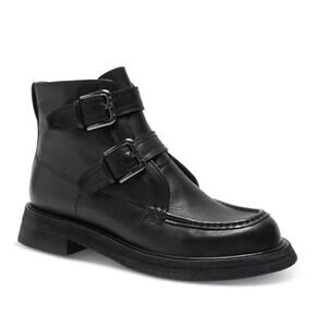 Free People Women's Isla Motor Boots Black Leather Size 9 NWOB Moto Style